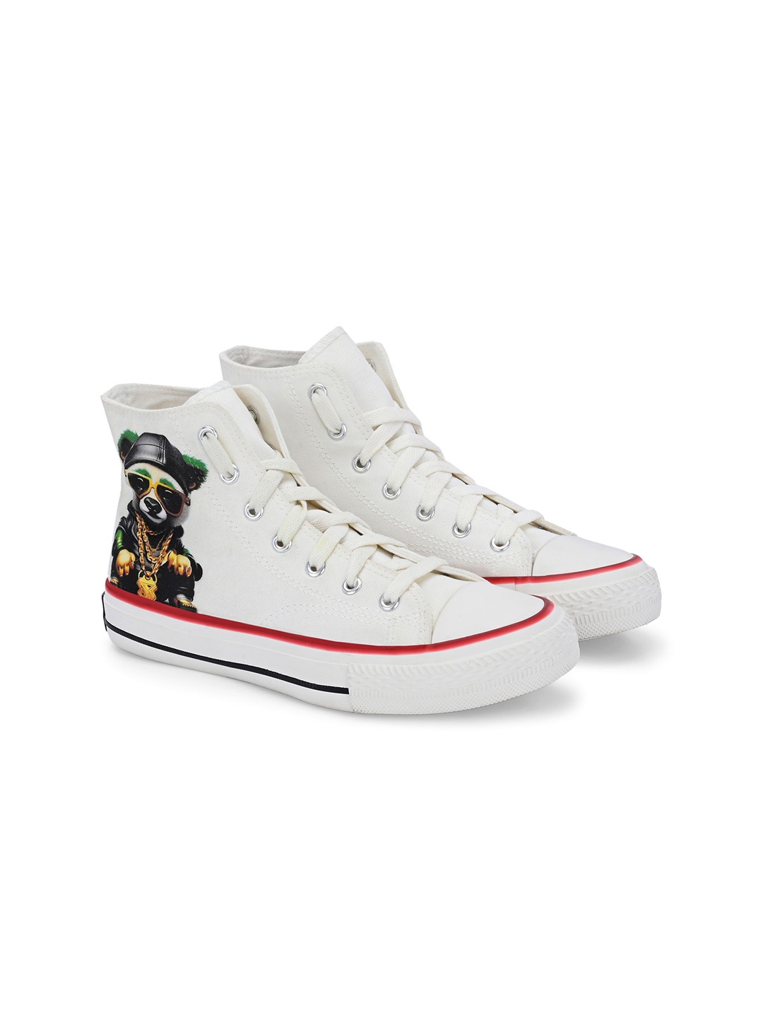 

CROWCIA LONDON Women Printed High-Top Canvas Sneakers, Multi