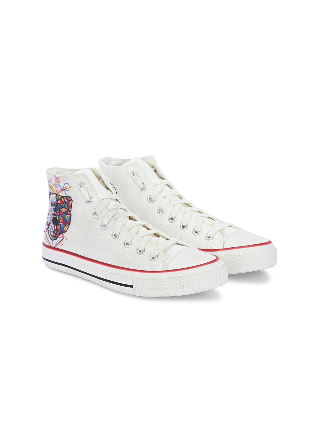 

CROWCIA LONDON Women High-Top Canvas Sneakers, Multi