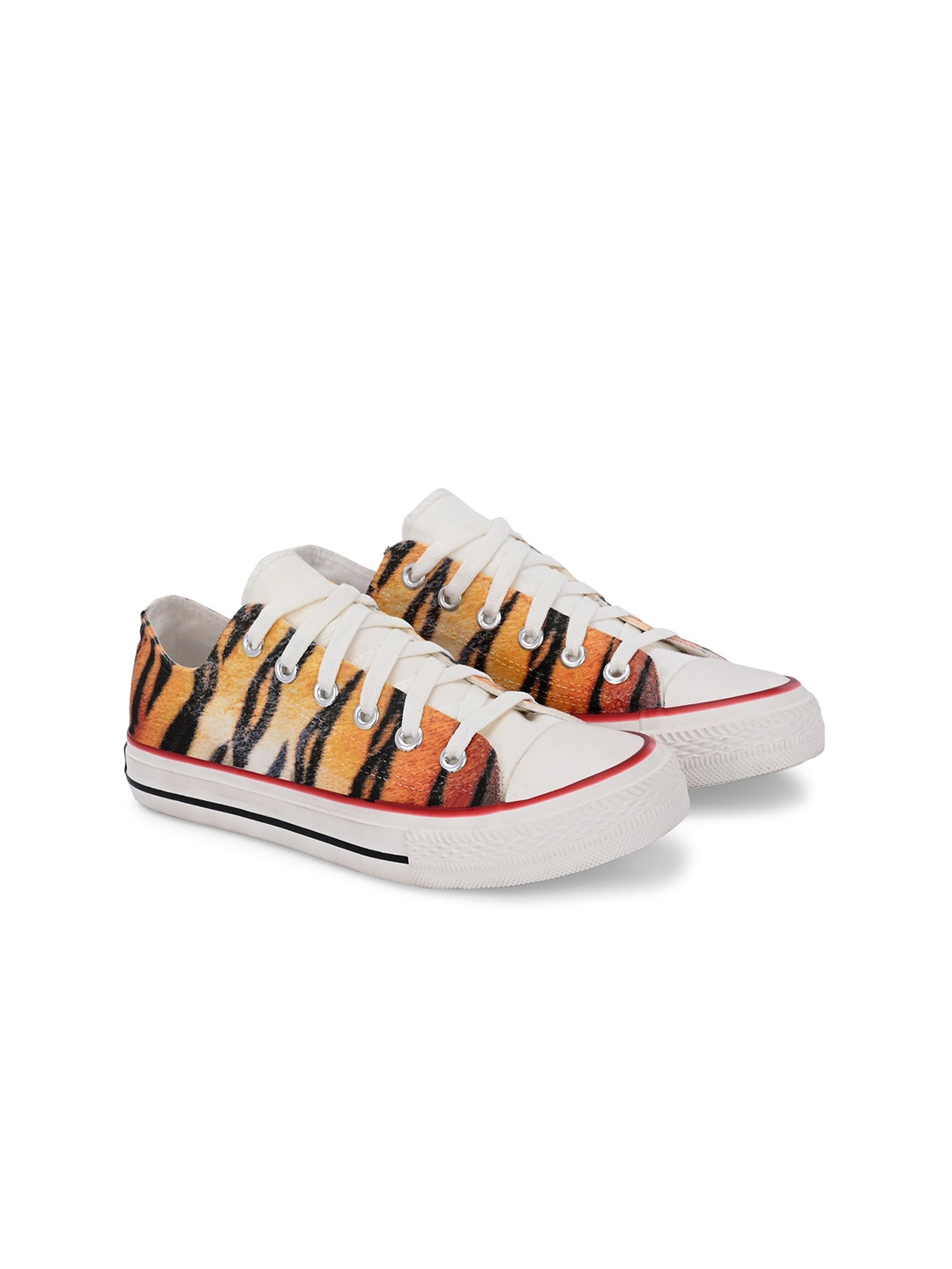 

CROWCIA LONDON Women Woven Design Canvas Sneakers, Multi