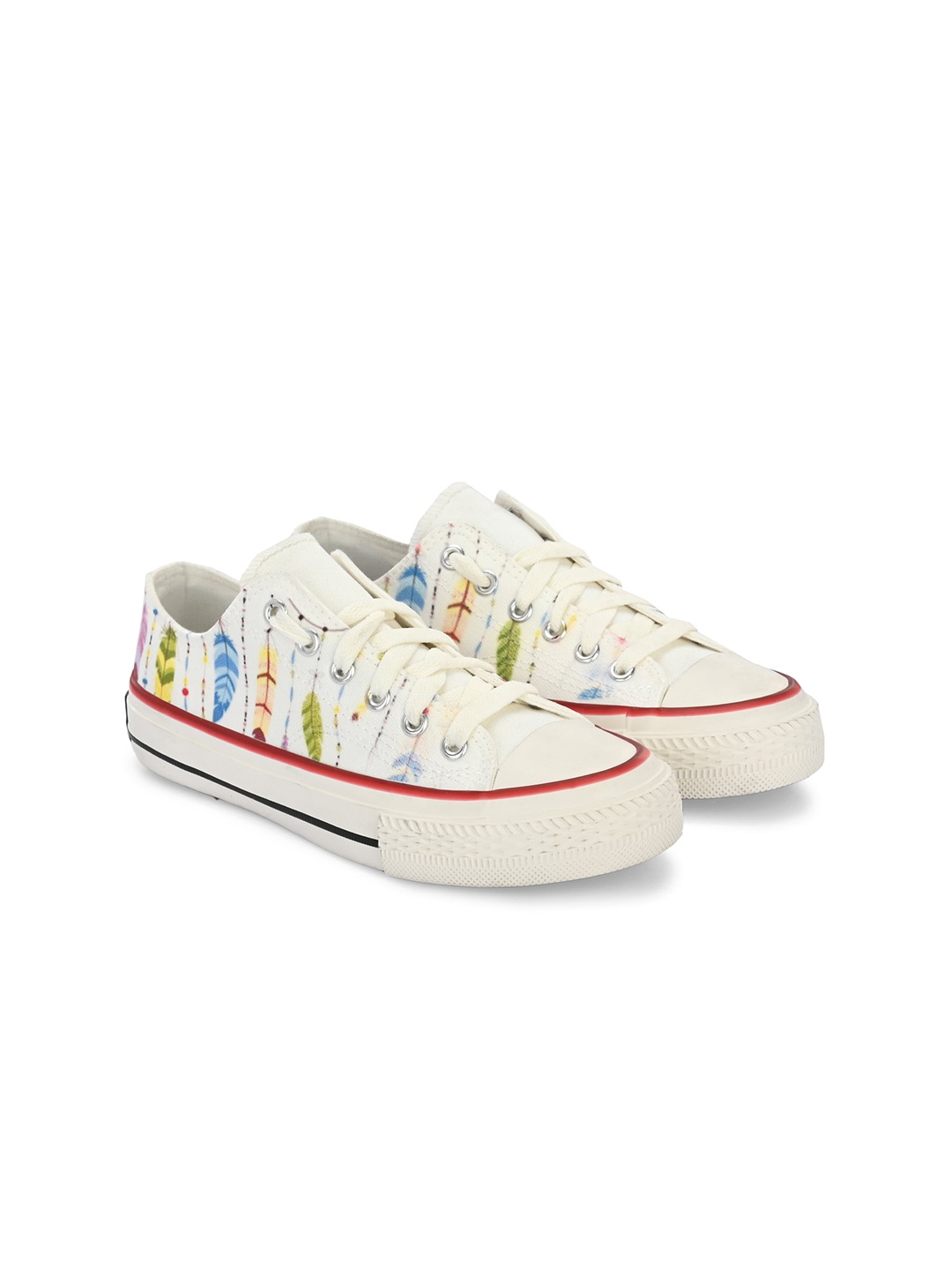 

CROWCIA LONDON Women Printed Lightweight Canvas Sneakers, White