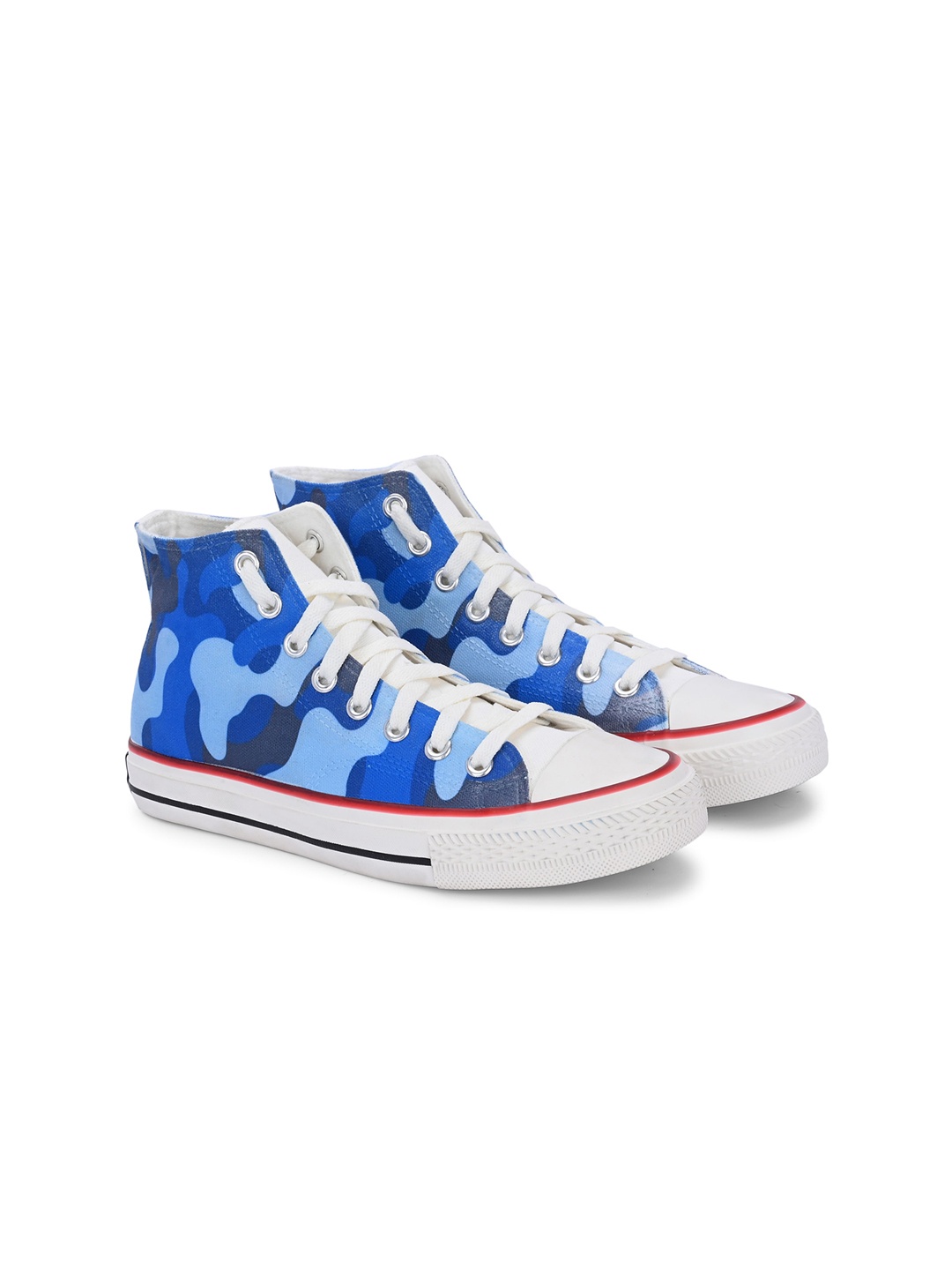 

CROWCIA LONDON Women Printed Lightweight Canvas Sneakers, Blue