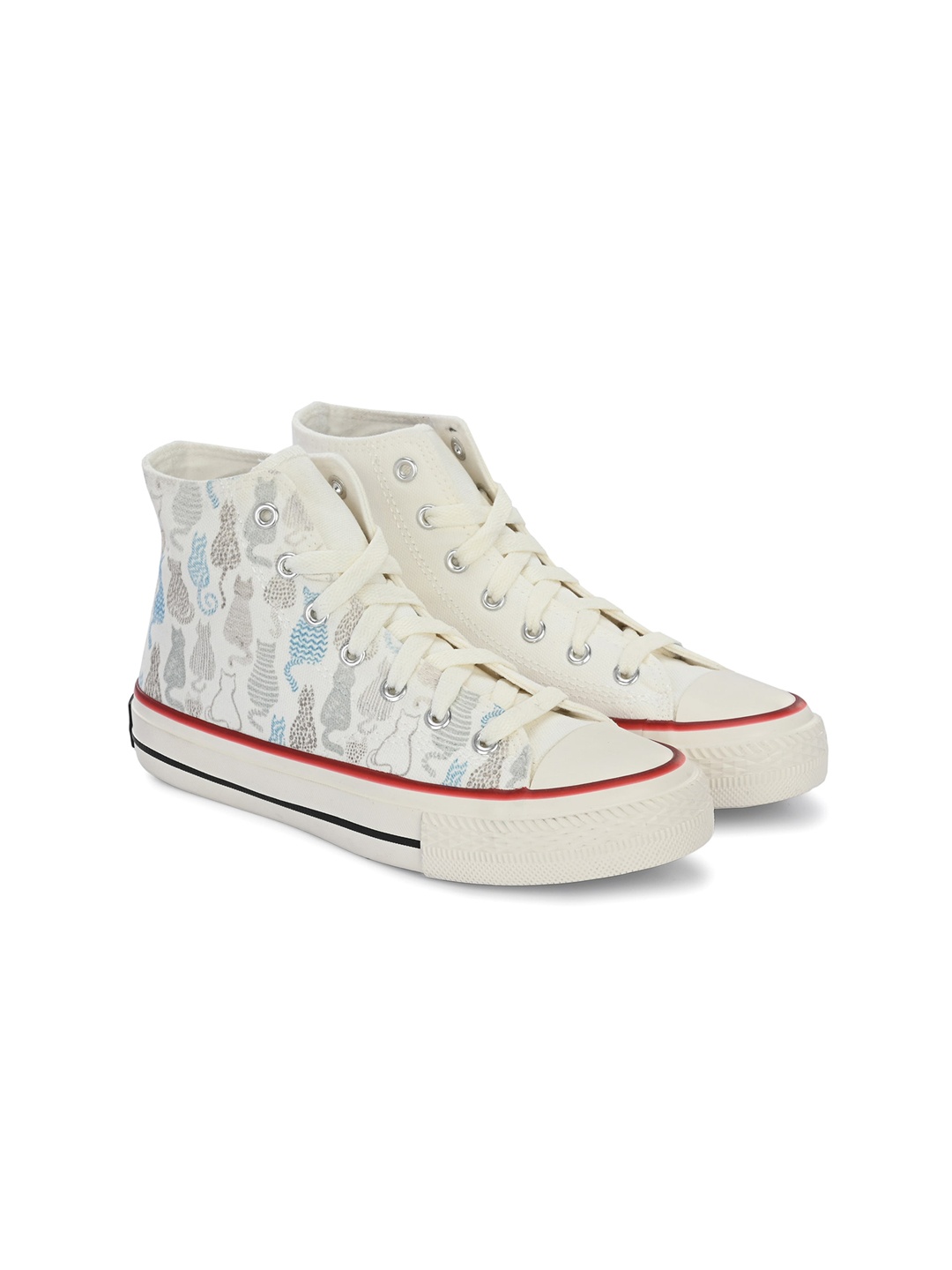 

CROWCIA LONDON Women Printed Lightweight Canvas Sneakers, White