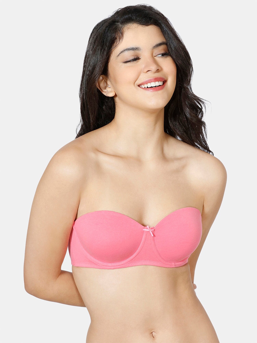 

Zivame Medium Coverage Lightly Padded Strapless Everyday Bra With All Day Comfort, Pink
