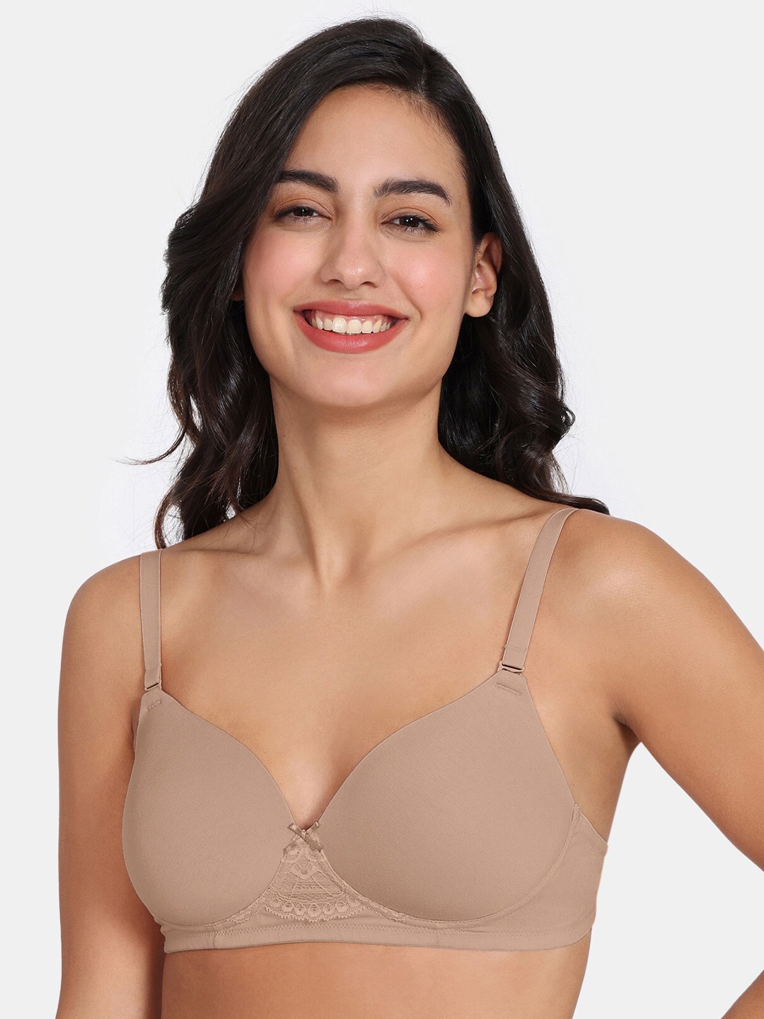 

Zivame Medium Coverage Lightly Padded Everyday Bra With All Day Comfort, Tan