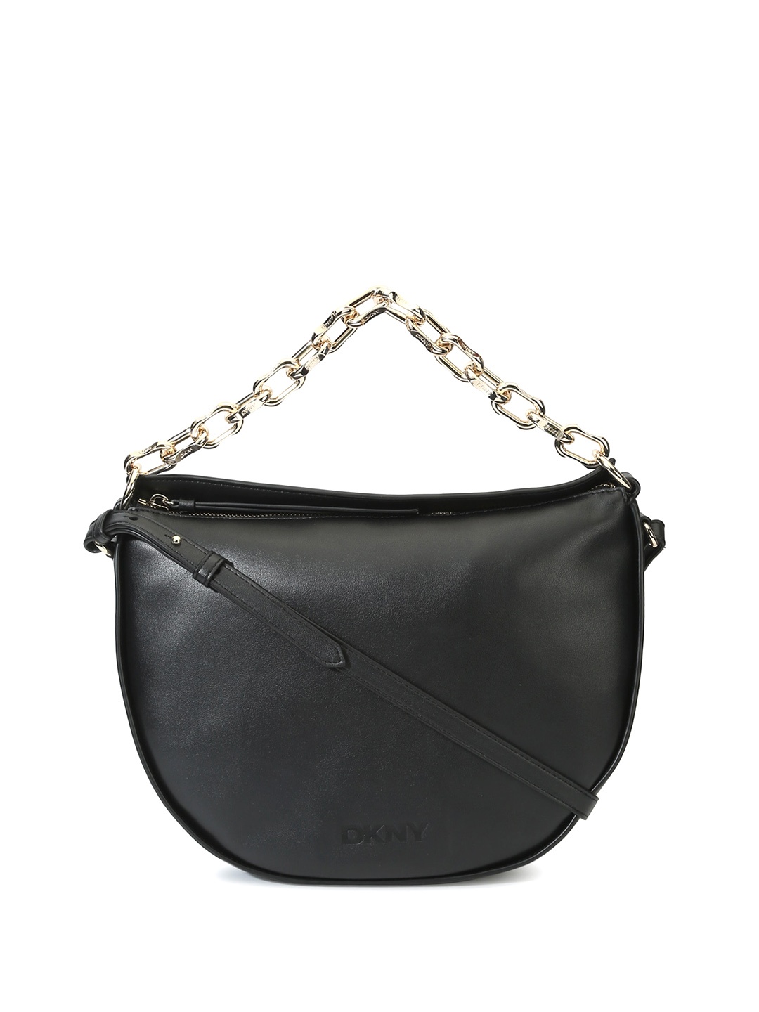 

DKNY Women Leather Structured Hobo Bag, Black