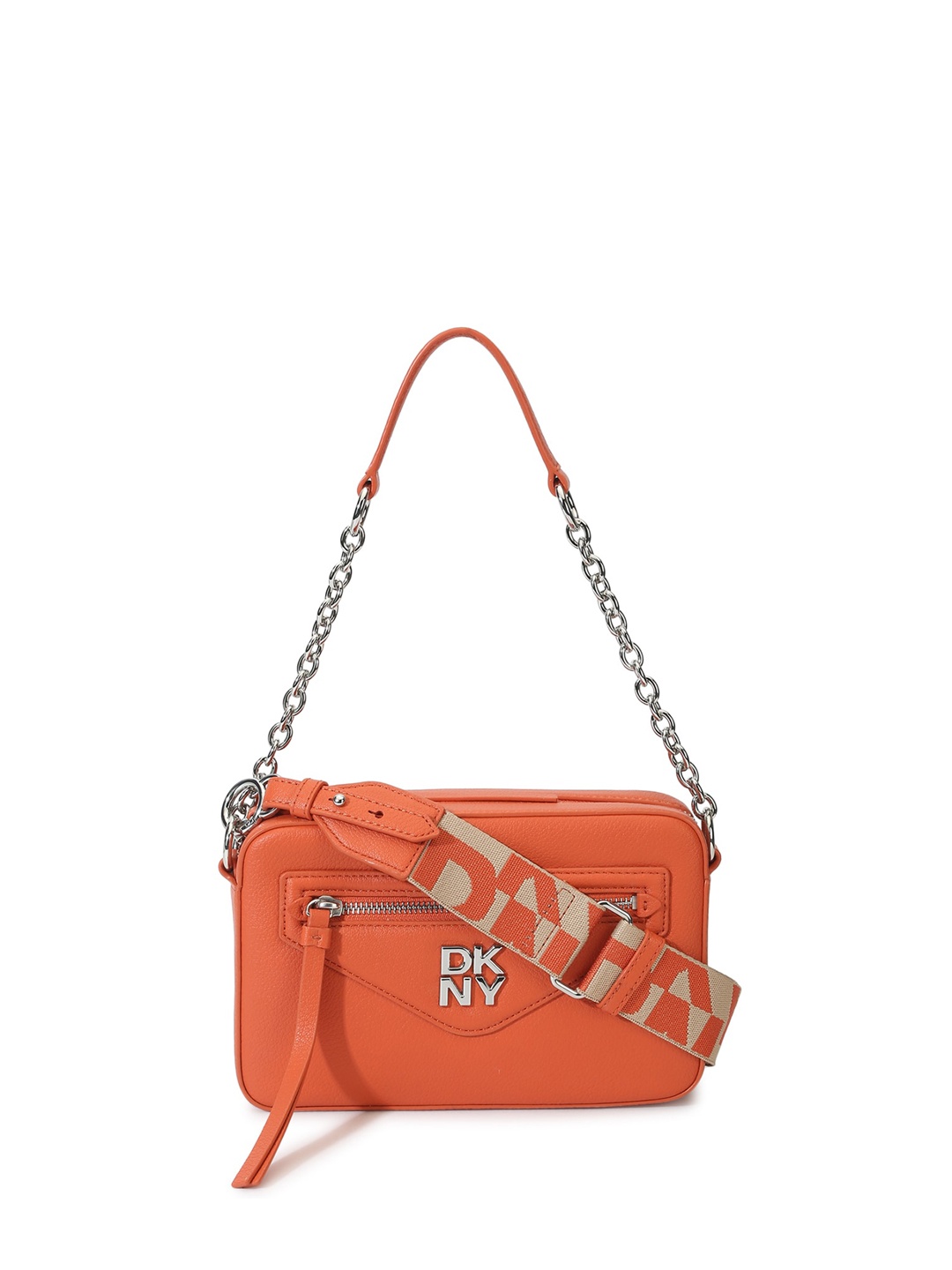 

DKNY Textured Leather Structured Sling Bag, Rust