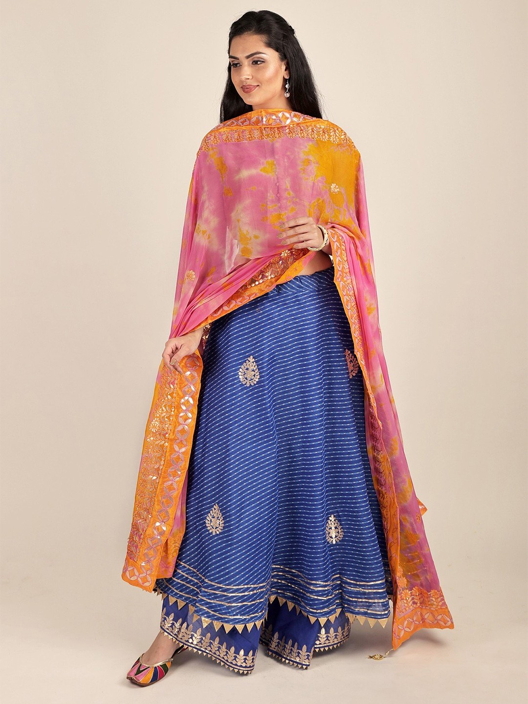 

Exotic India Tie and Dye Dupatta, Purple