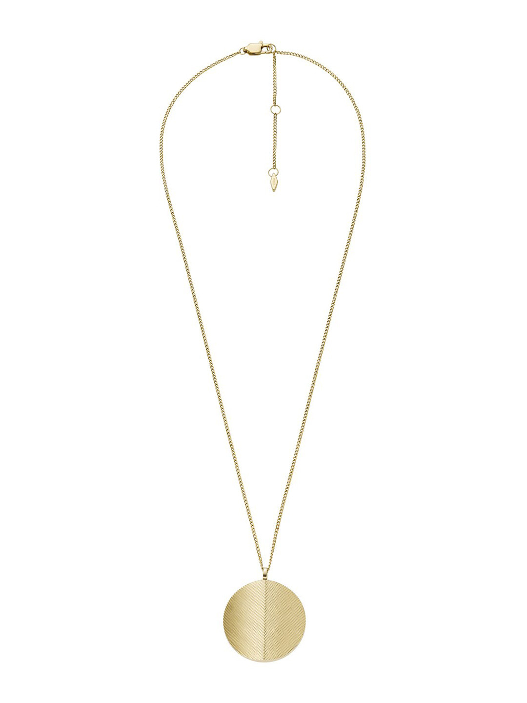 

Fossil Round-Charm Stainless Steel Pendant With Chain, Gold