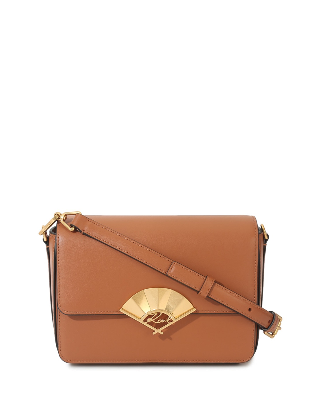 

Karl Lagerfeld Leather Structured Sling Bag, Brown