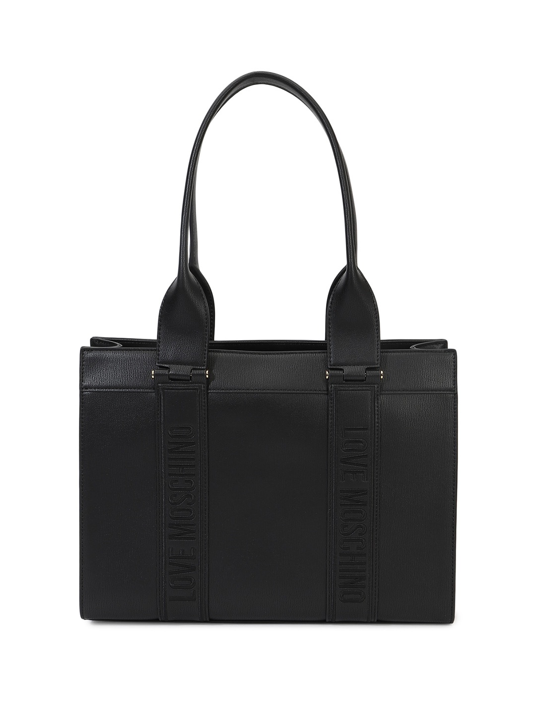 

LOVE MOSCHINO Textured PU Structured Shoulder Bag with Quilted, Black