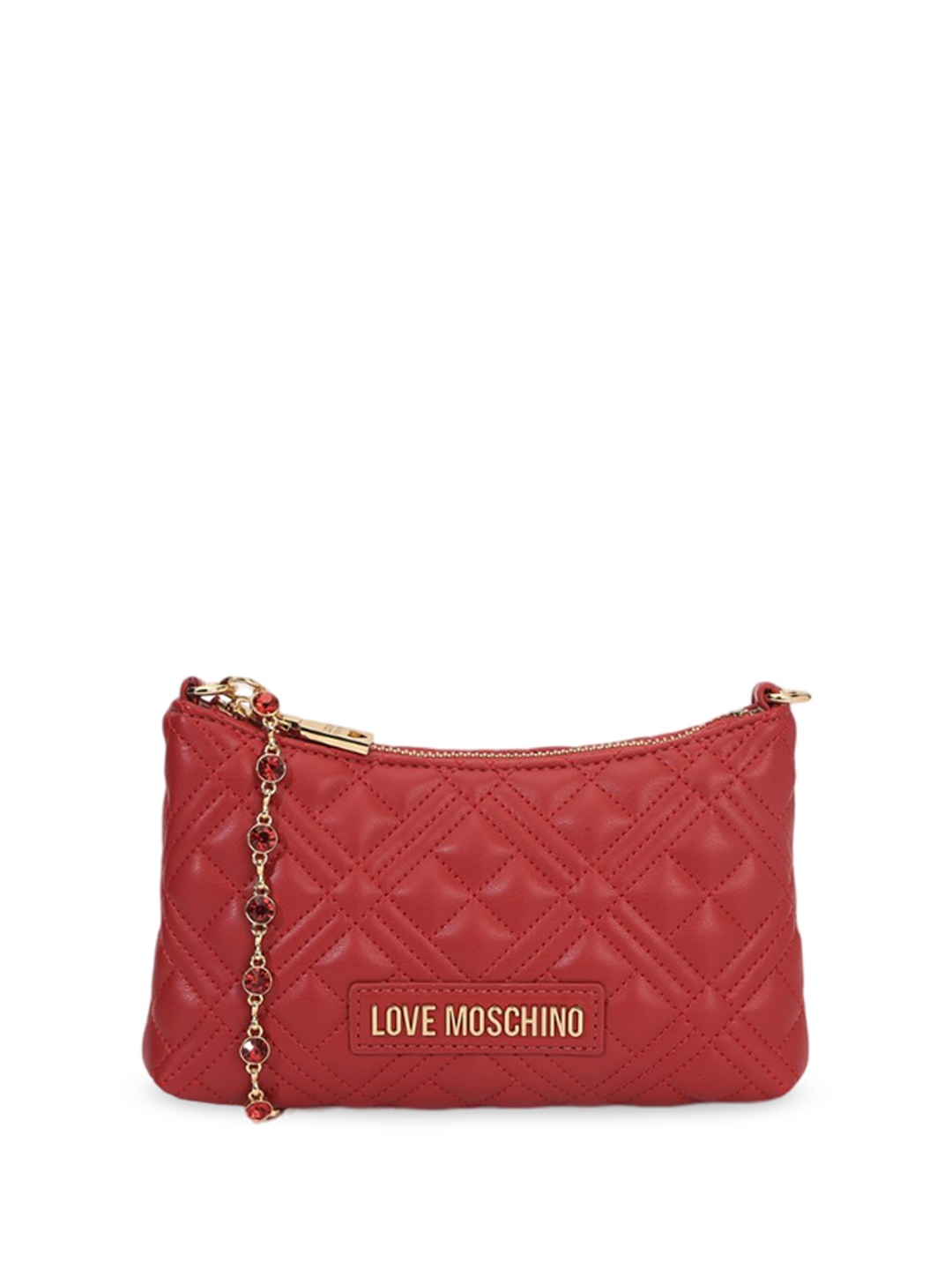 

LOVE MOSCHINO Textured PU Swagger Sling Bag with Quilted, Red