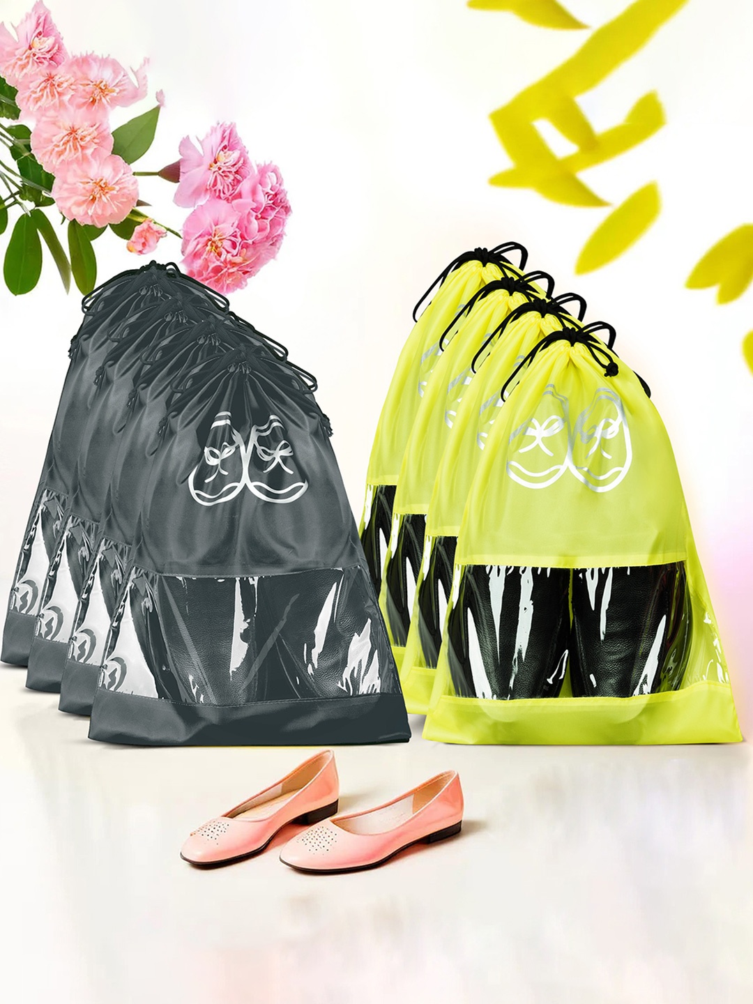 

Kuber Industries Set Of 8 Non Woven Shoe Bags, Yellow