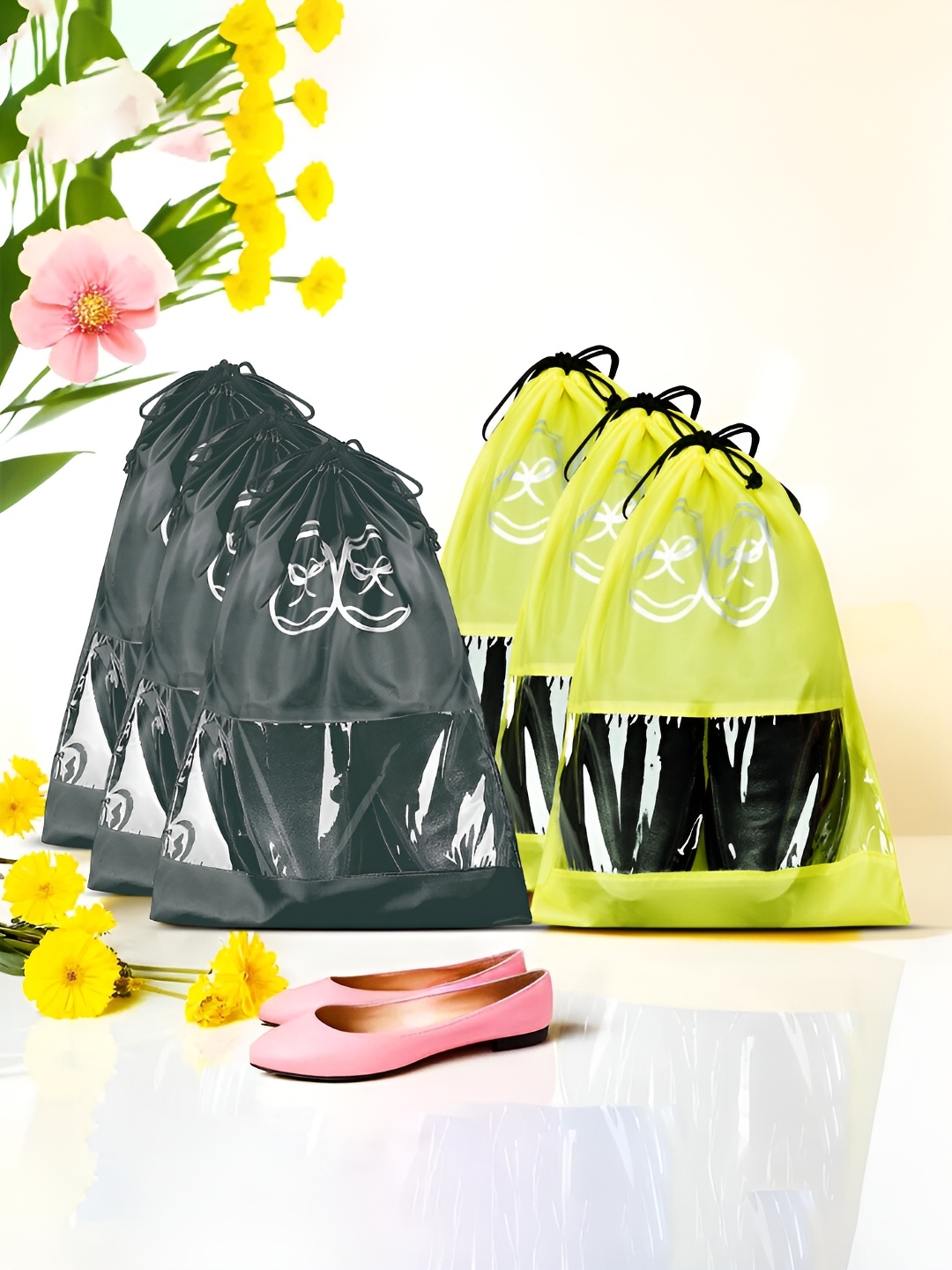 

Kuber Industries 6 Pcs Shoe Cover Bags With Transparent Window, Yellow