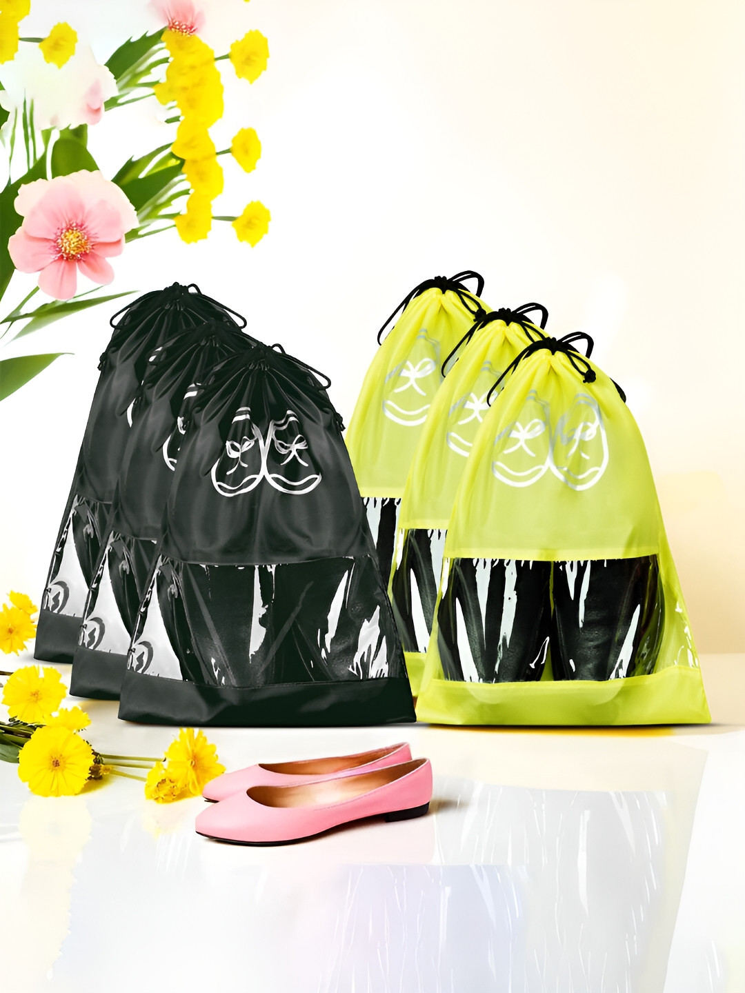 

Kuber Industries Pack Of 6 Printed Shoe Bag, Yellow