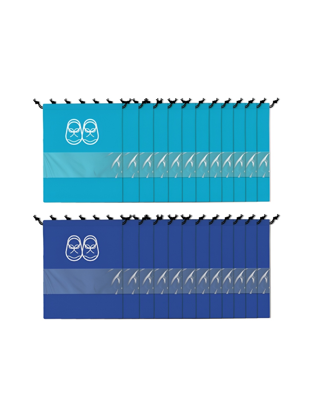 

Kuber Industries 24-Pcs Blue Printed Shoe Bags