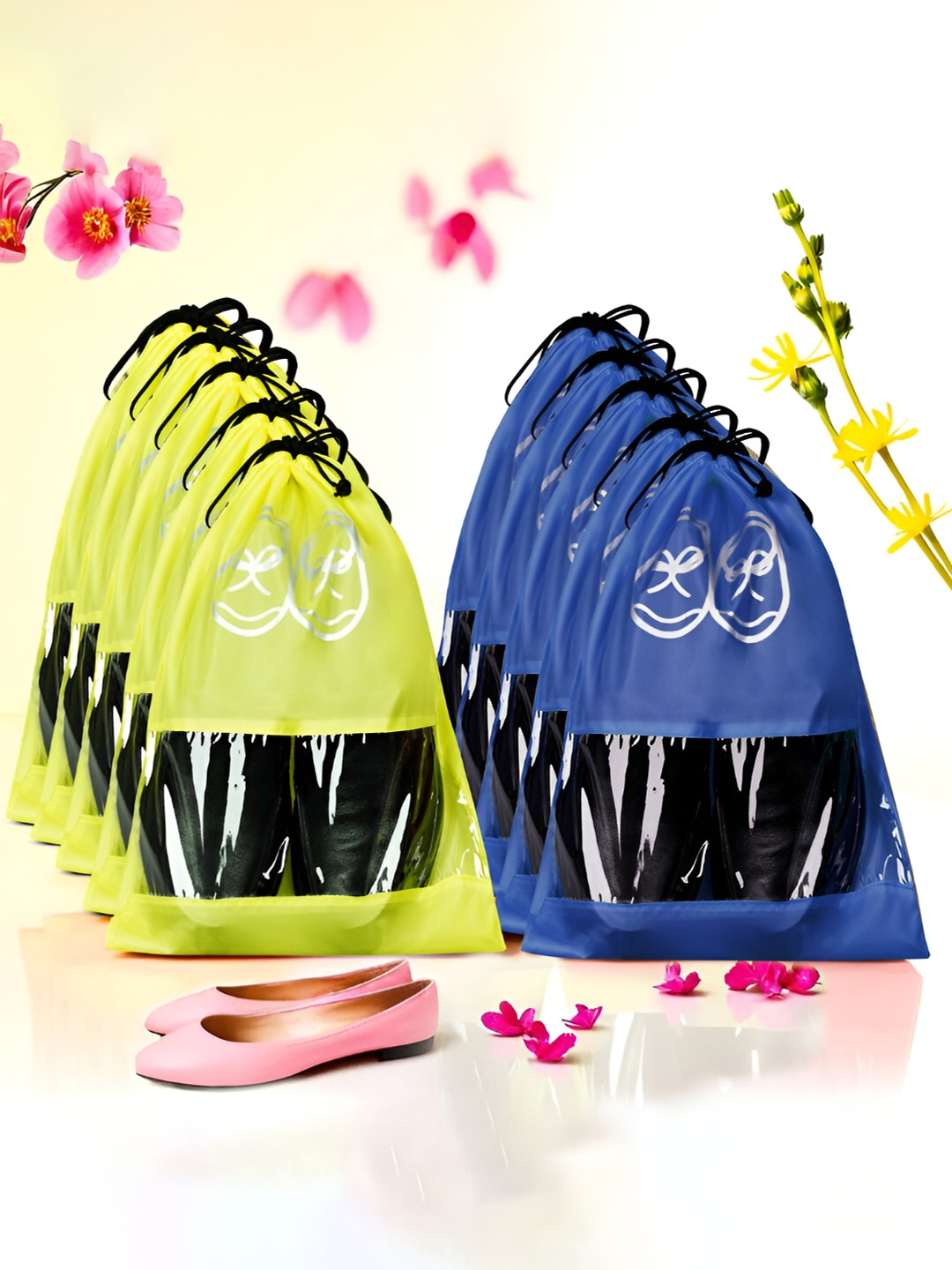 

Kuber Industries 10-Pcs Printed Shoe Cover Bags, Yellow