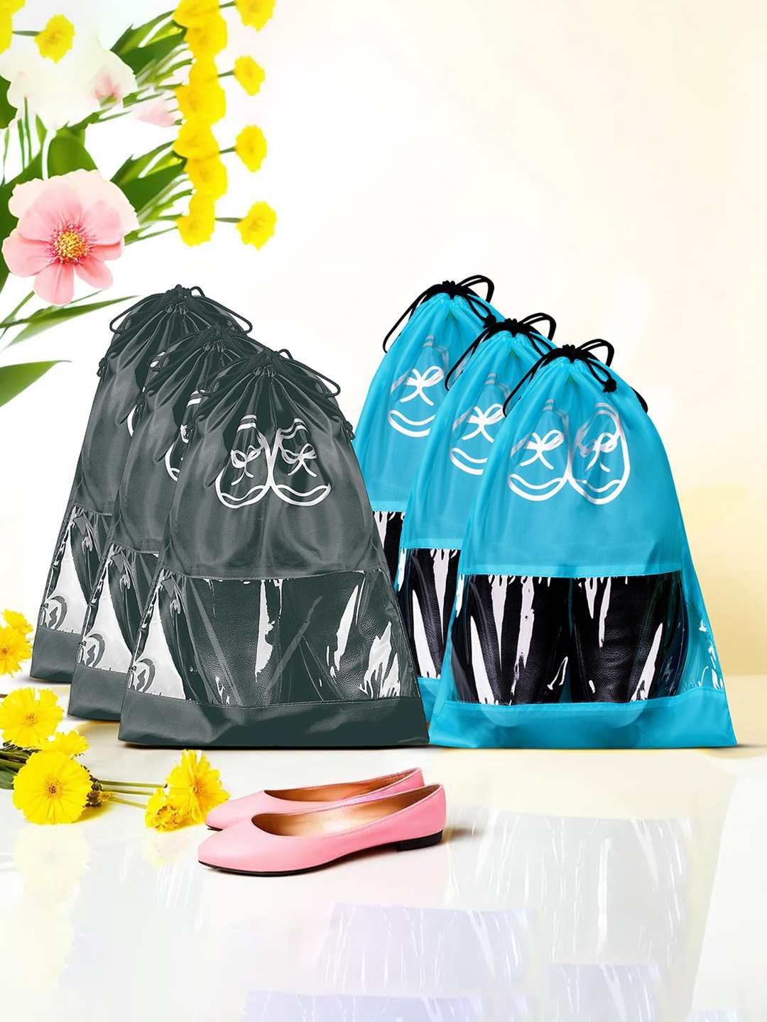 

Kuber Industries Pack Of 6 Non Woven Shoe Bags, Blue