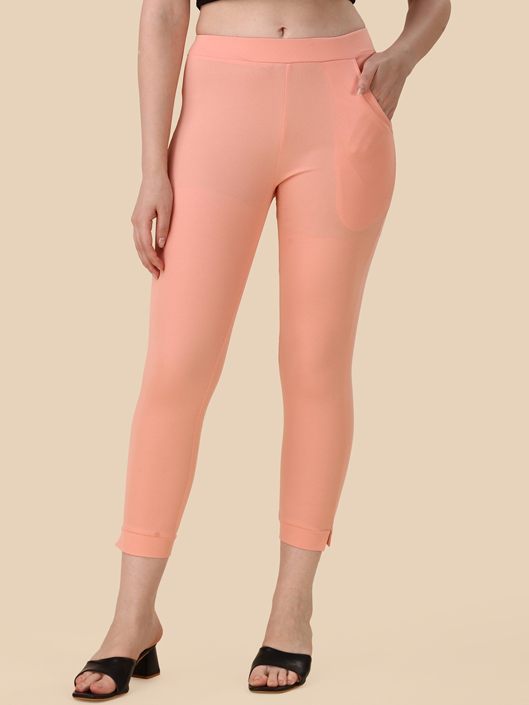

KALINI Women Mid-Rise Relaxed Trouser, Peach