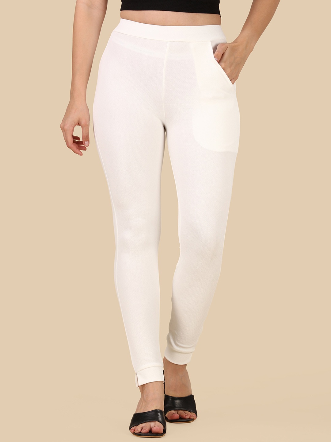 

KALINI Women Relaxed Mid-Rise Trouser, White