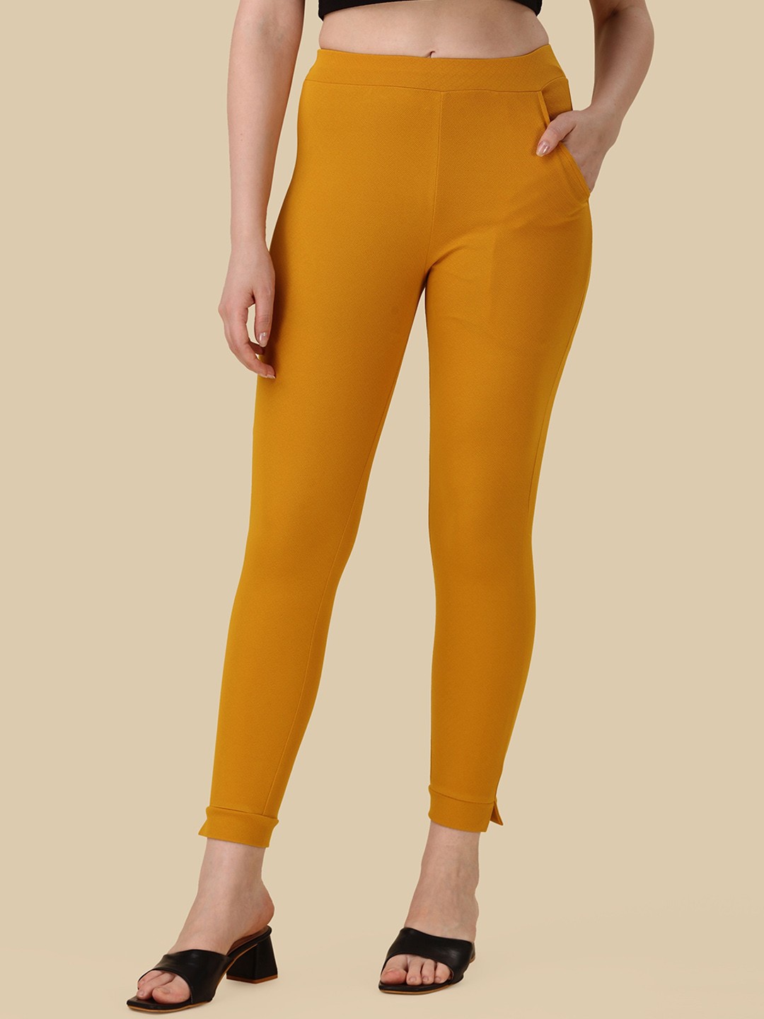 

KALINI Women Relaxed Mid-Rise Trouser, Yellow