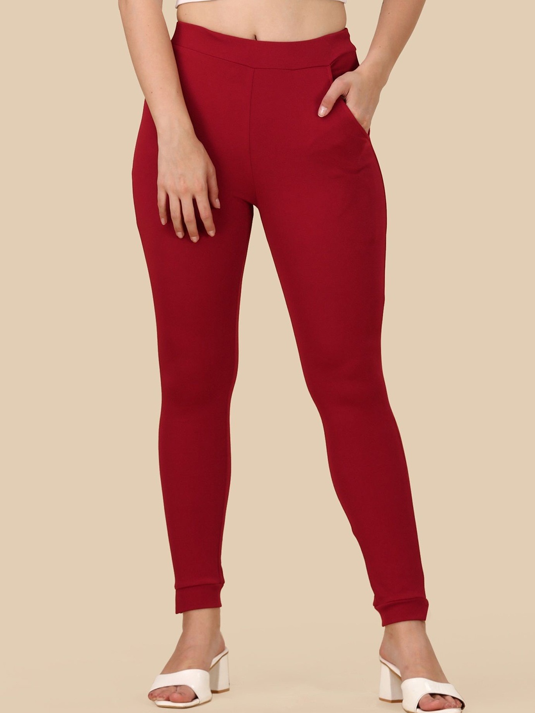

KALINI Women Relaxed Mid-Rise Regular Trouser, Maroon