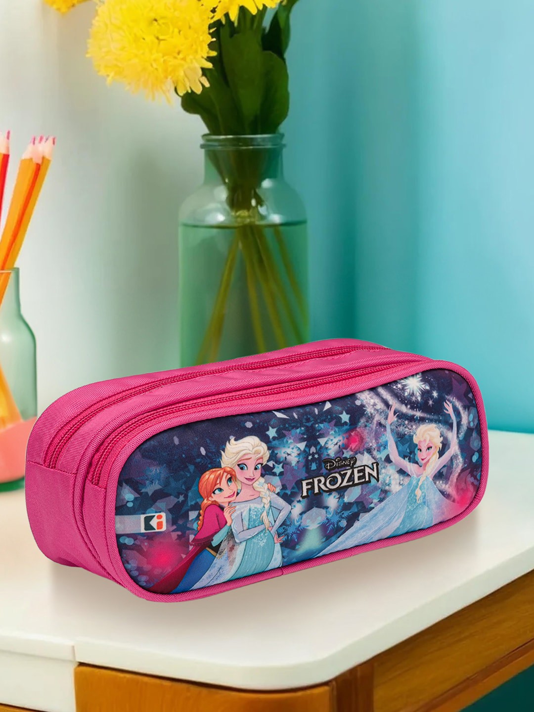 

Kuber Industries Blue & Pink 3 Pieces Disney Frozen Printed Pencil Stationery