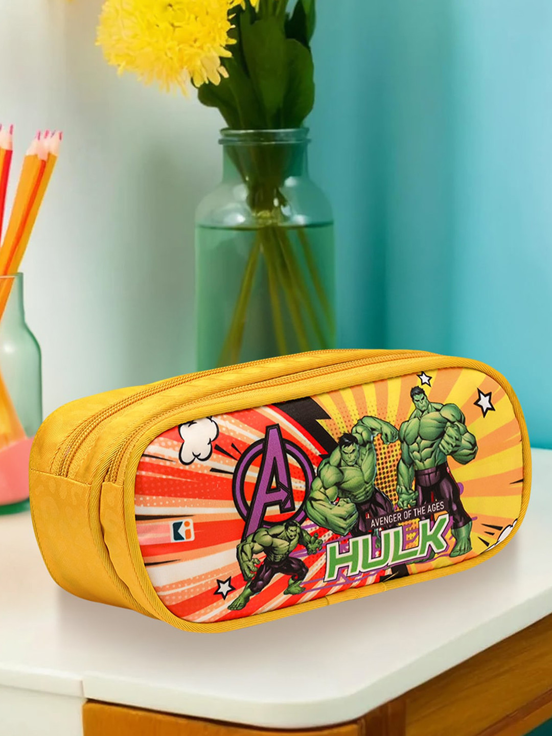 

Kuber Industries Kids Marvel Hulk Printed Pencil Pouch, Yellow