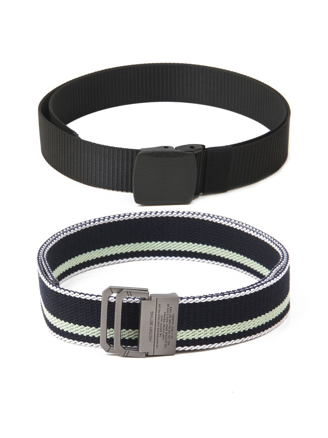 

Calvadoss Boys Set Of 2 Textured Canvas Belts, Black