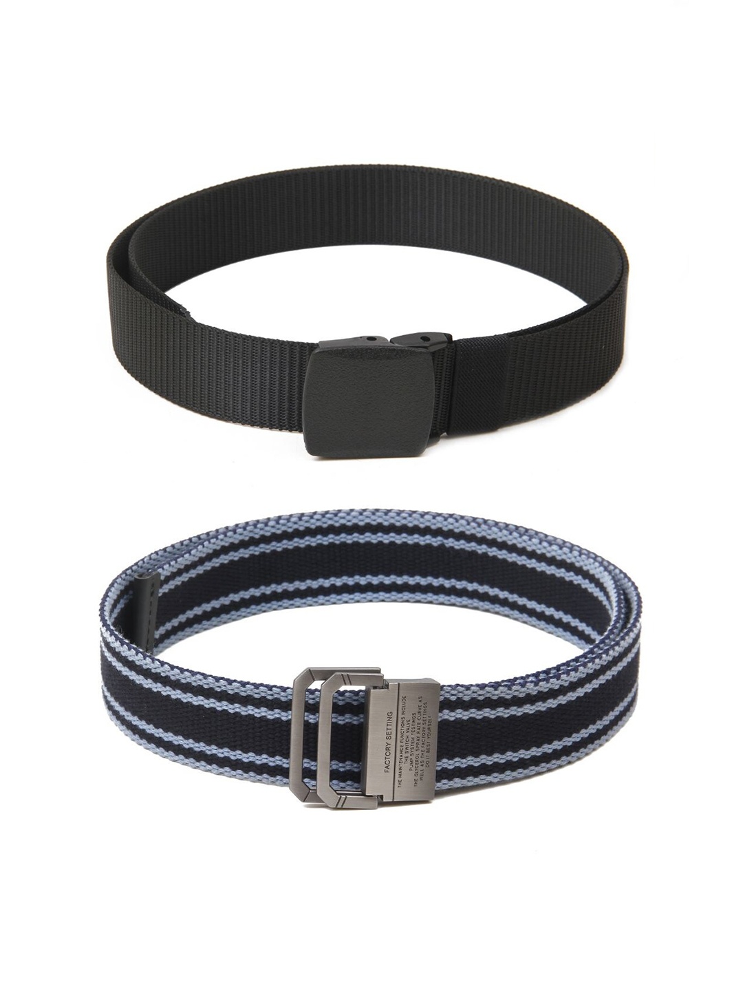 

Calvadoss Boys Set Of 2 Textured Belts, Black