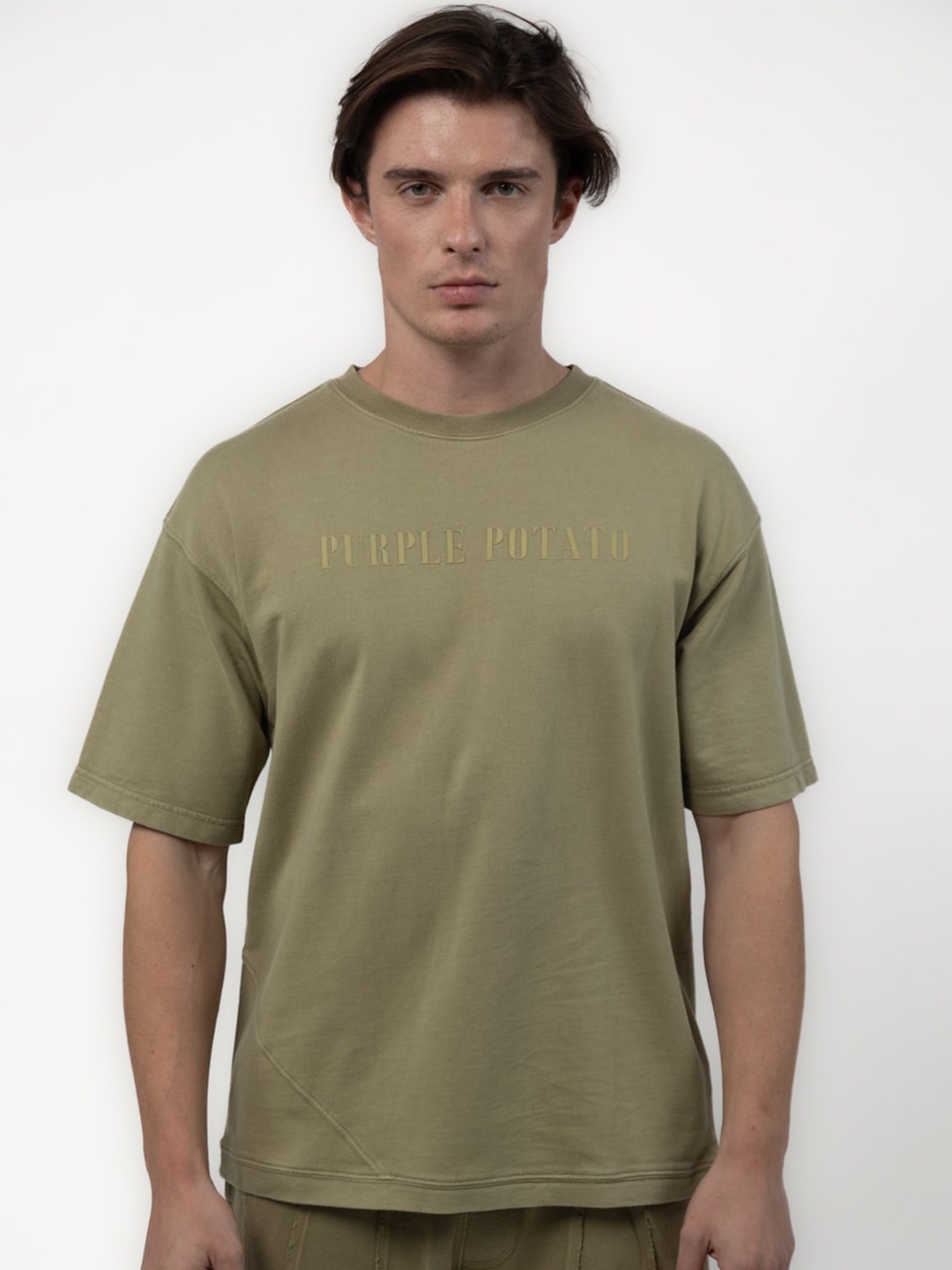 

PURPLE POTATO Cotton Lounge Tshirts, Olive