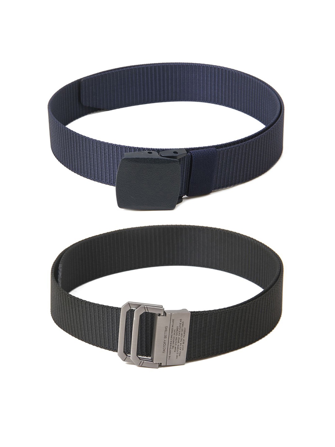 

Calvadoss Women Set of 2 Textured Belts, Navy blue