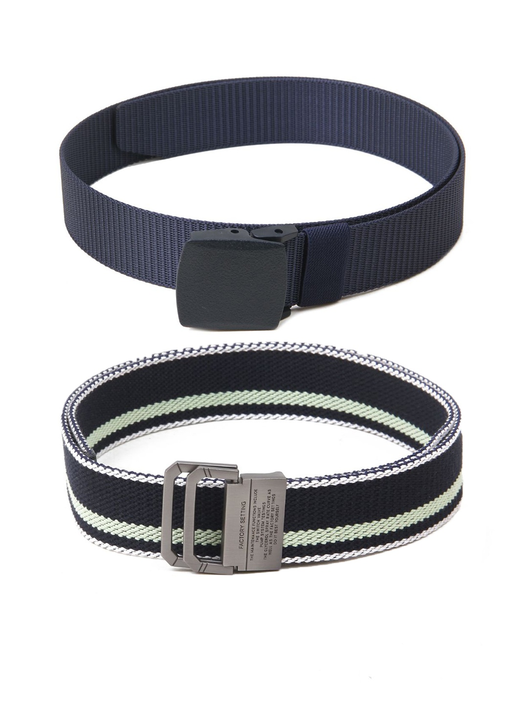 

Calvadoss Women Set of 2 Textured Belts, Navy blue