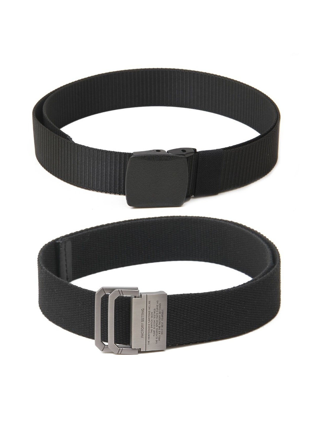 

Calvadoss Women Set Of 2 Textured Belts, Black