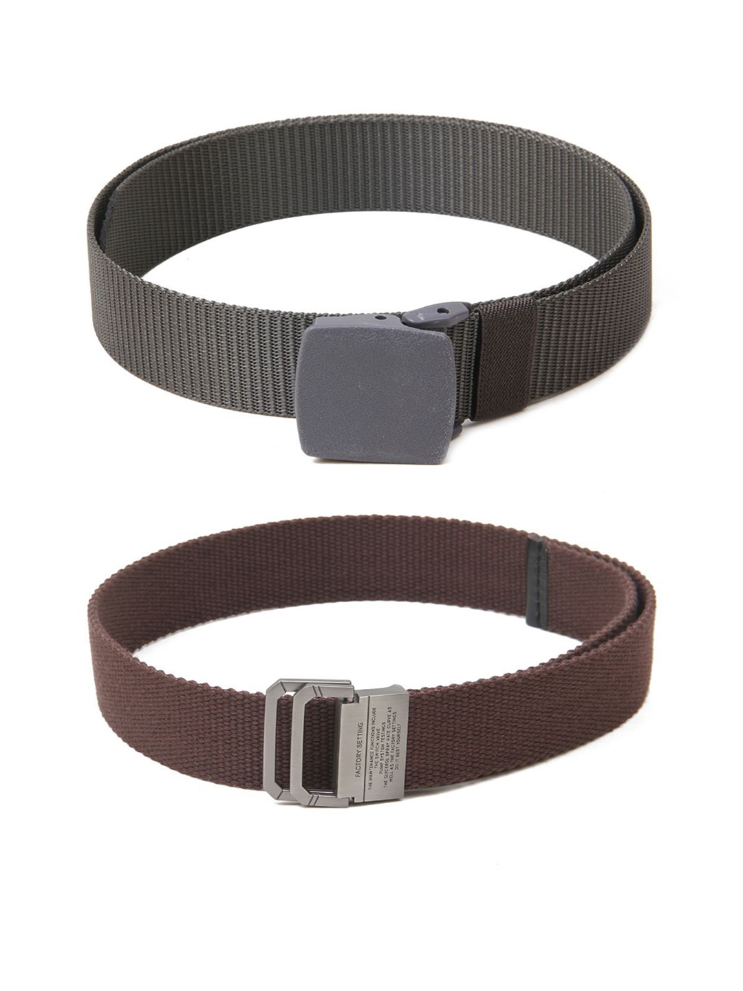 

Calvadoss Women Set Of 2 Textured Canvas Belts, Grey