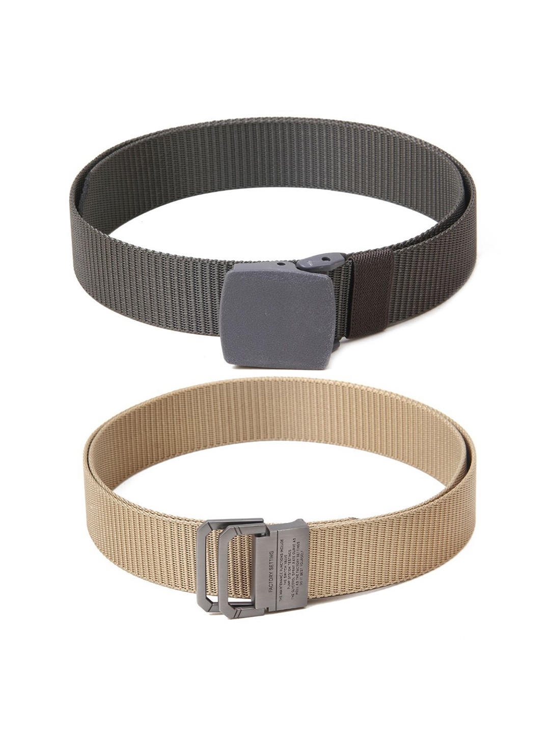 

Calvadoss Women Set Of 2 Textured Canvas Belt, Grey