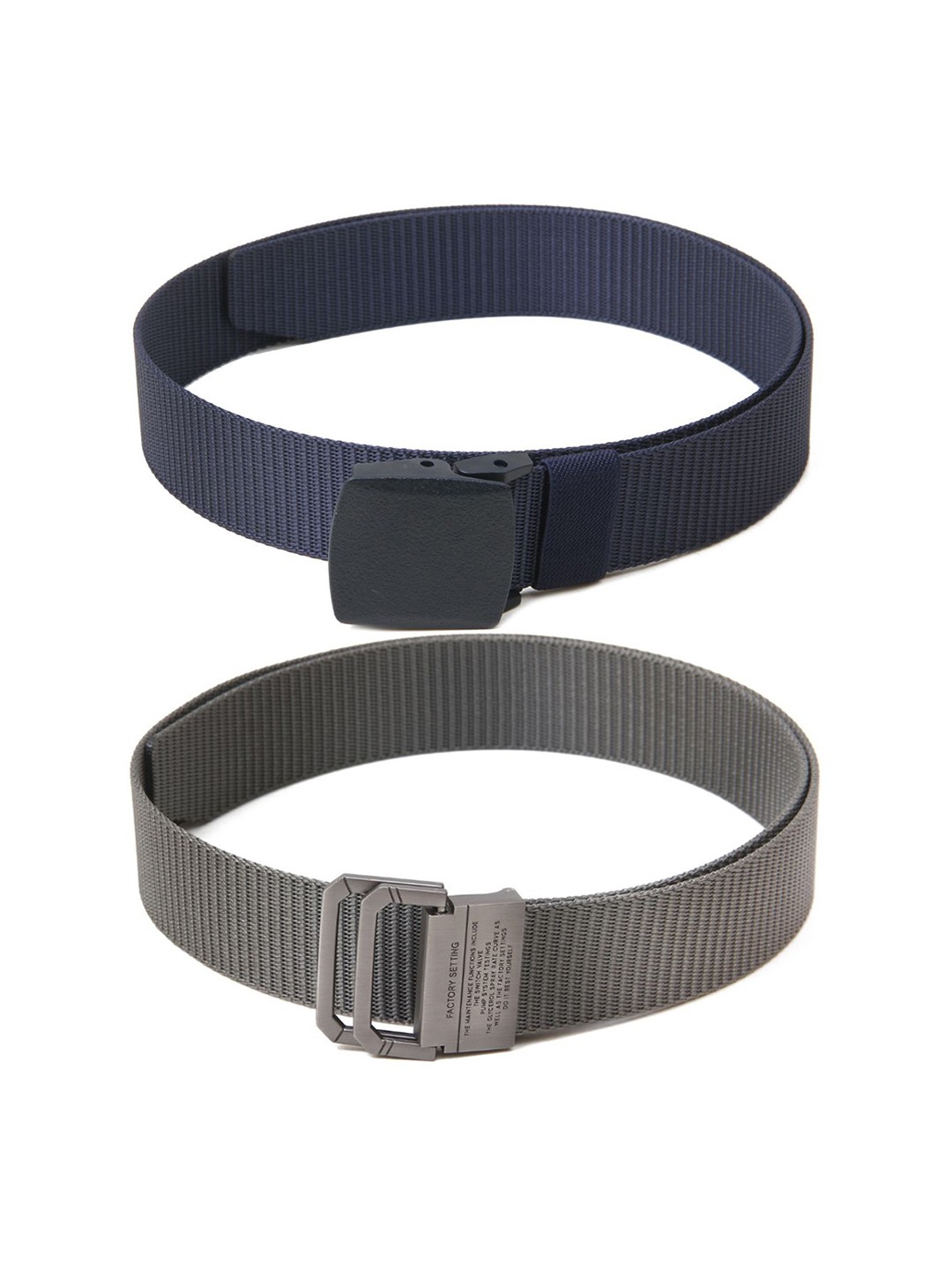 

Calvadoss Women Set Of 2 Textured Belts, Navy blue
