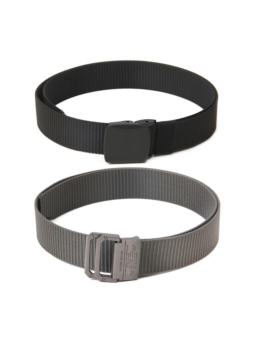 

Calvadoss Women Set Of 2 Textured Belts, Black