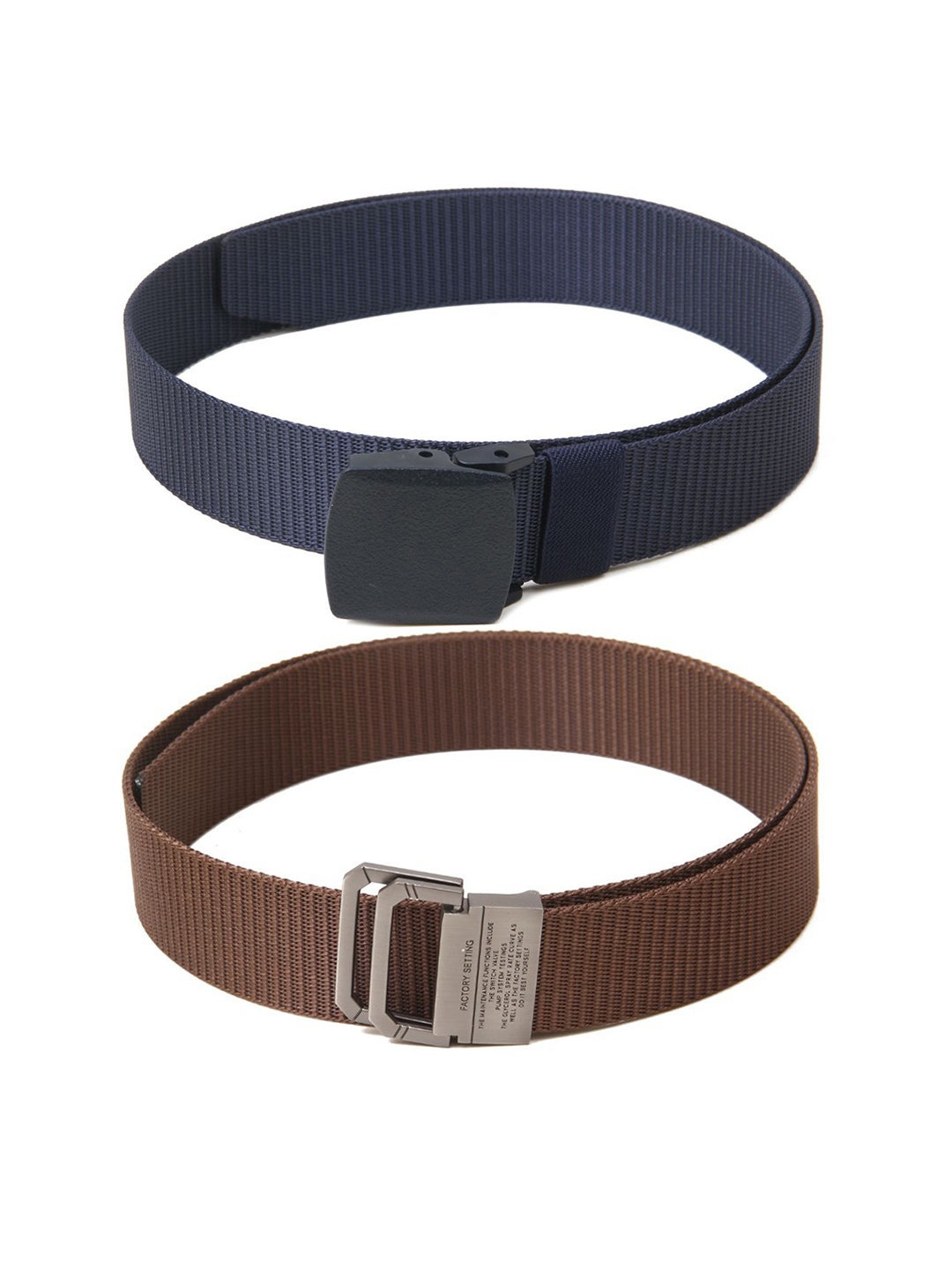 

Calvadoss Women Set Of 2 Textured Belts, Navy blue
