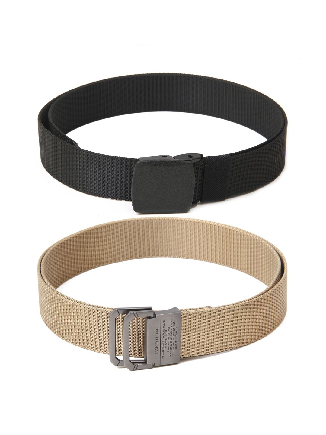 

Calvadoss Women Set Of 2 Textured Belts, Black