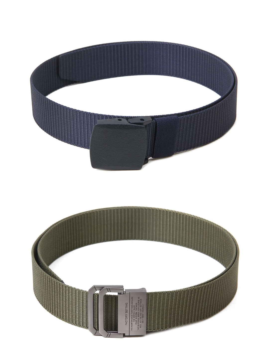 

Calvadoss Women Set Of 2 Textured Canvas Belts, Navy blue