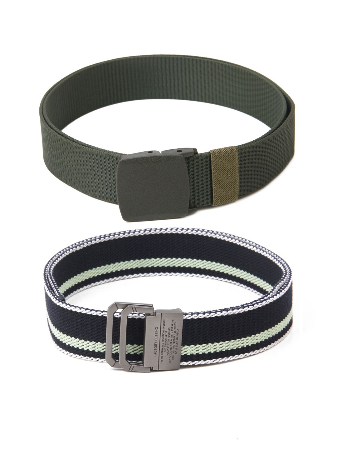 

Calvadoss Women Set Of 2 Textured Belts, Green