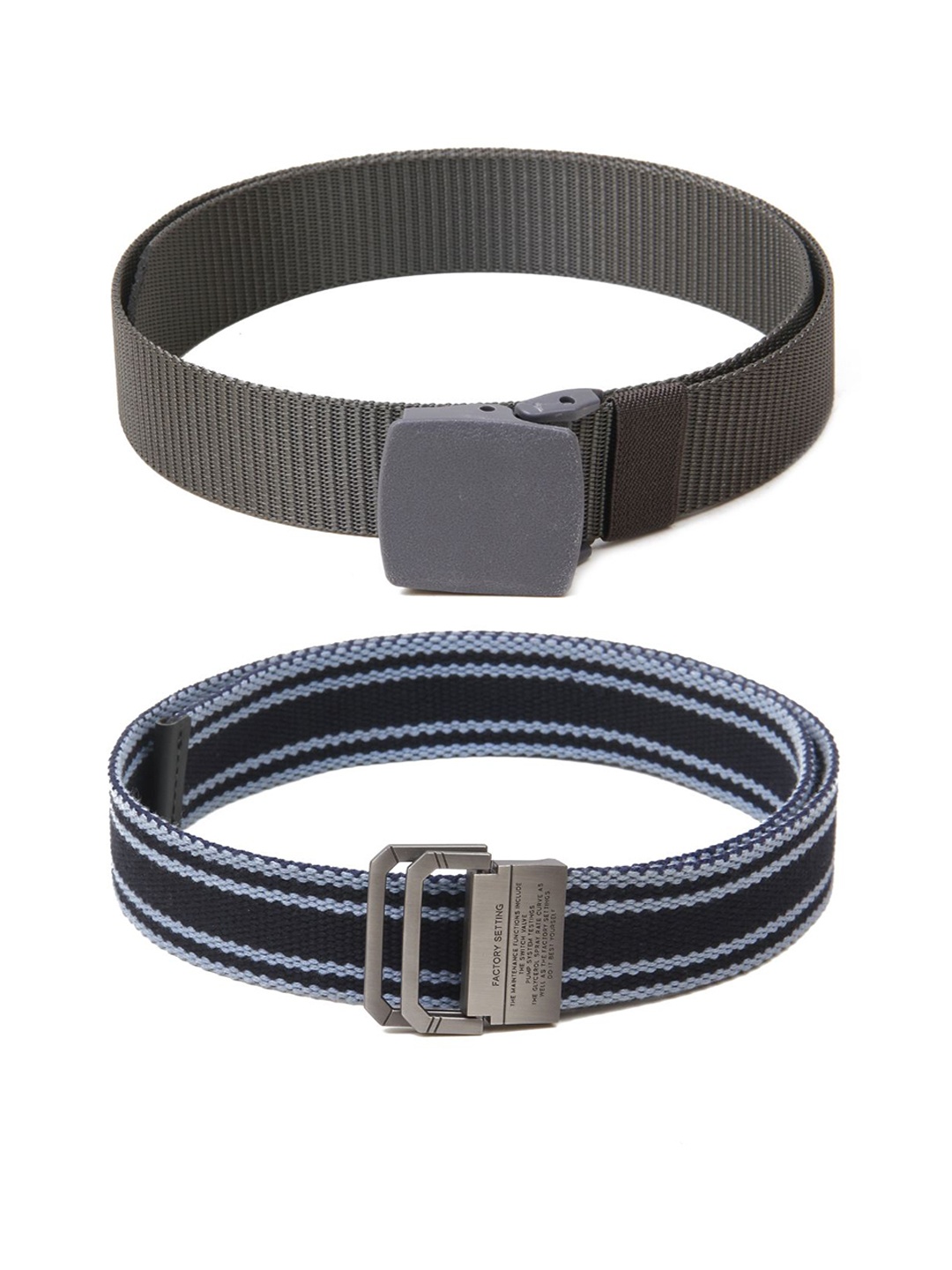 

Calvadoss Women Set of 2 Textured Belts, Grey