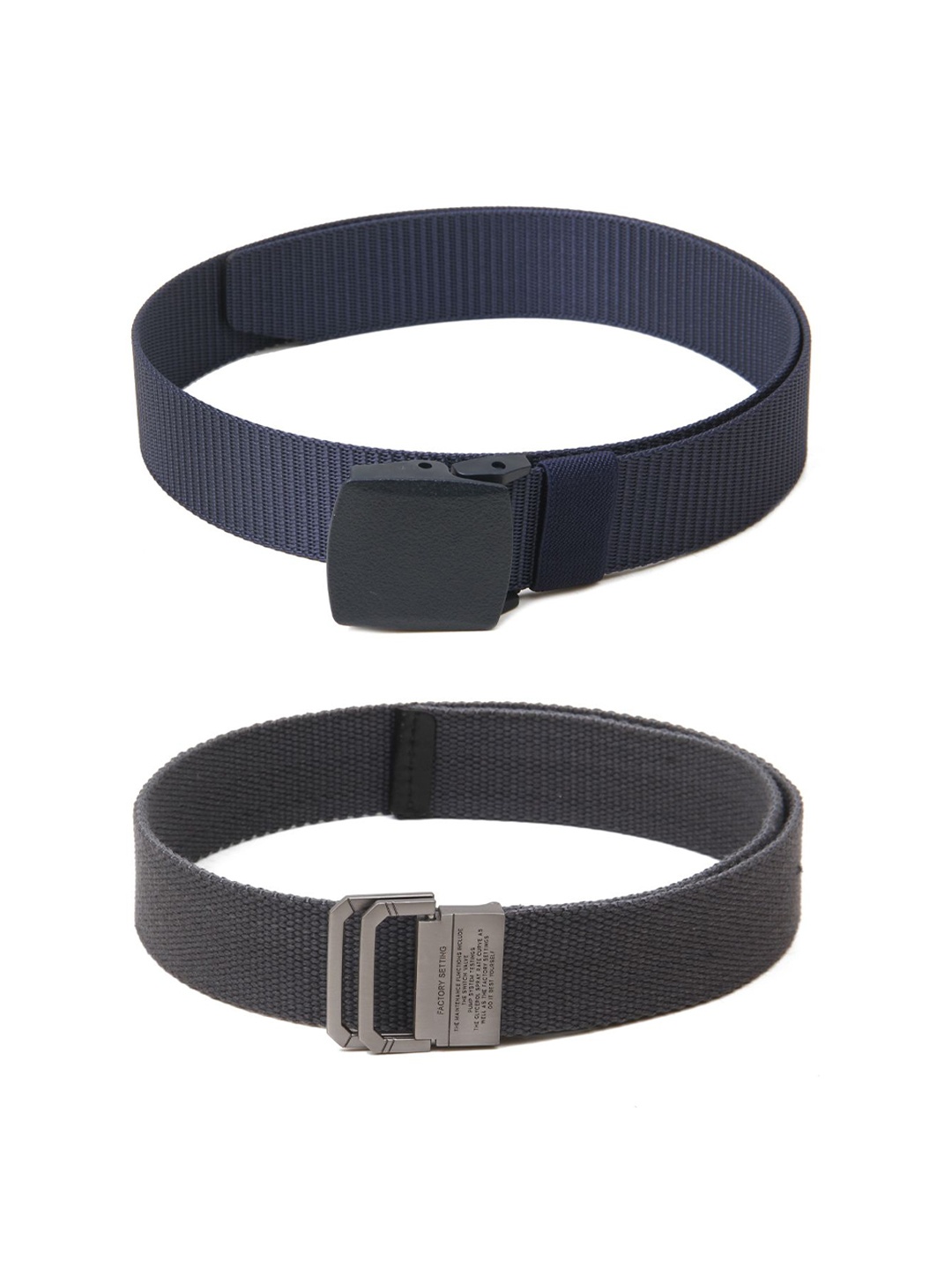 

Calvadoss Women Set Of 2 Textured Canvas Belt, Navy blue