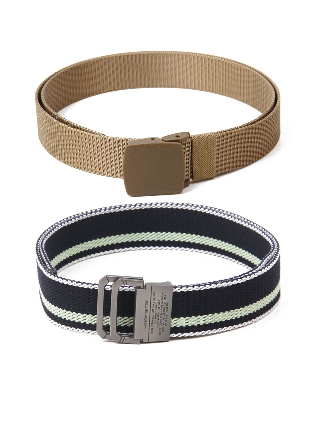 

Calvadoss Women Set Of 2 Textured Canvas Belts, Beige