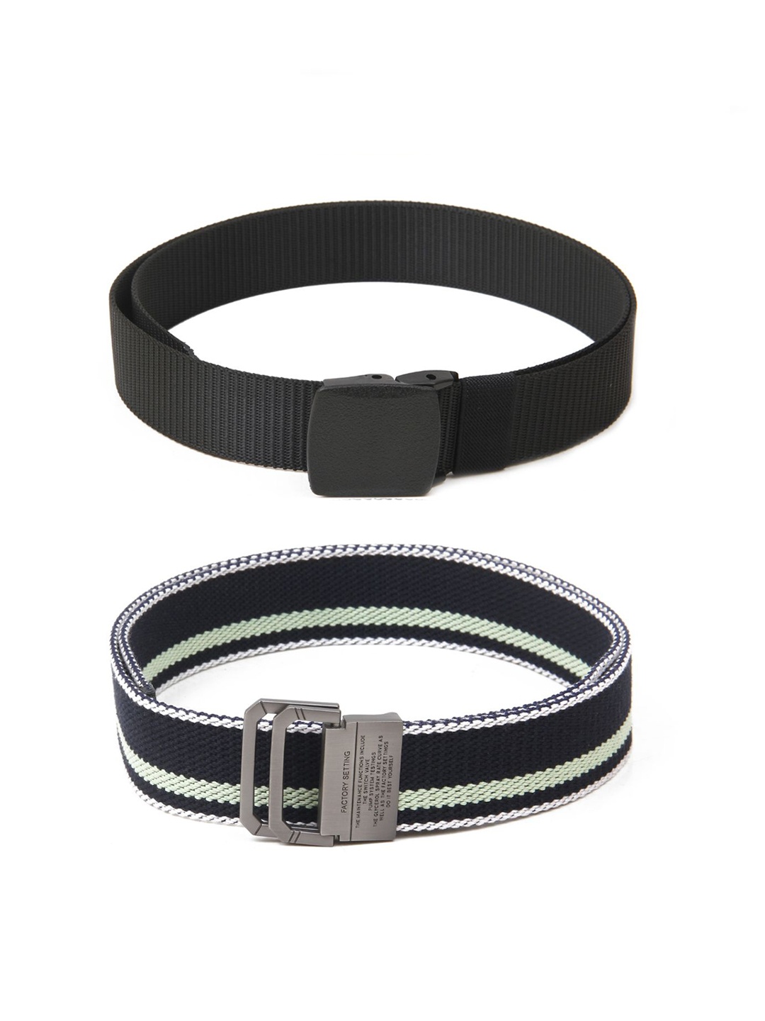 

Calvadoss Women Set Of 2 Textured Canvas Belt, Black