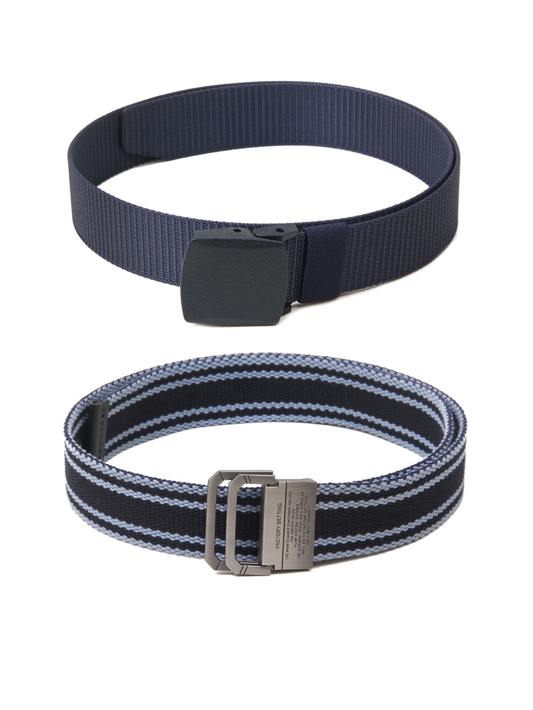

Calvadoss Women Set Of 2 Textured Belts, Navy blue