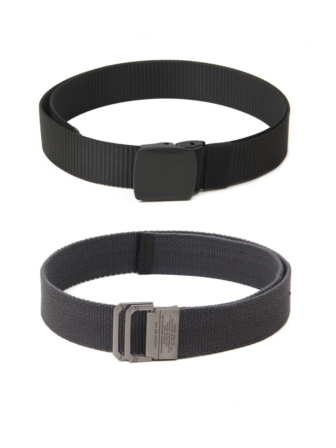 

Calvadoss Women Set Of 2 Textured Belts, Black