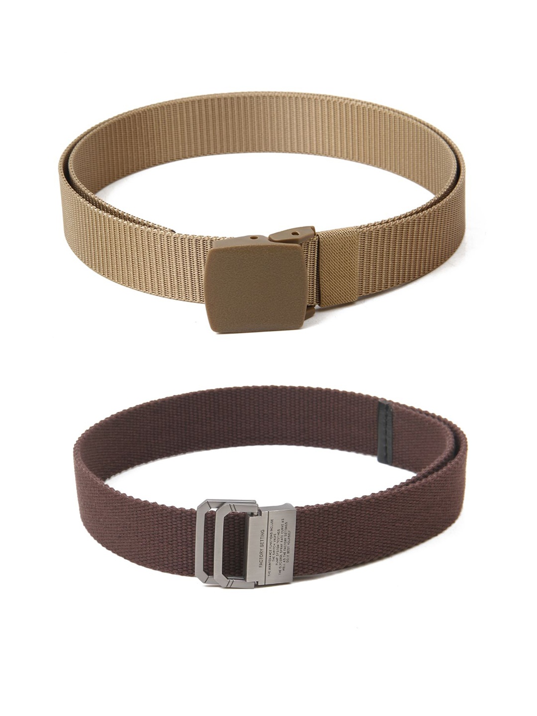 

Calvadoss Women Set Of 2 Textured Belts, Beige