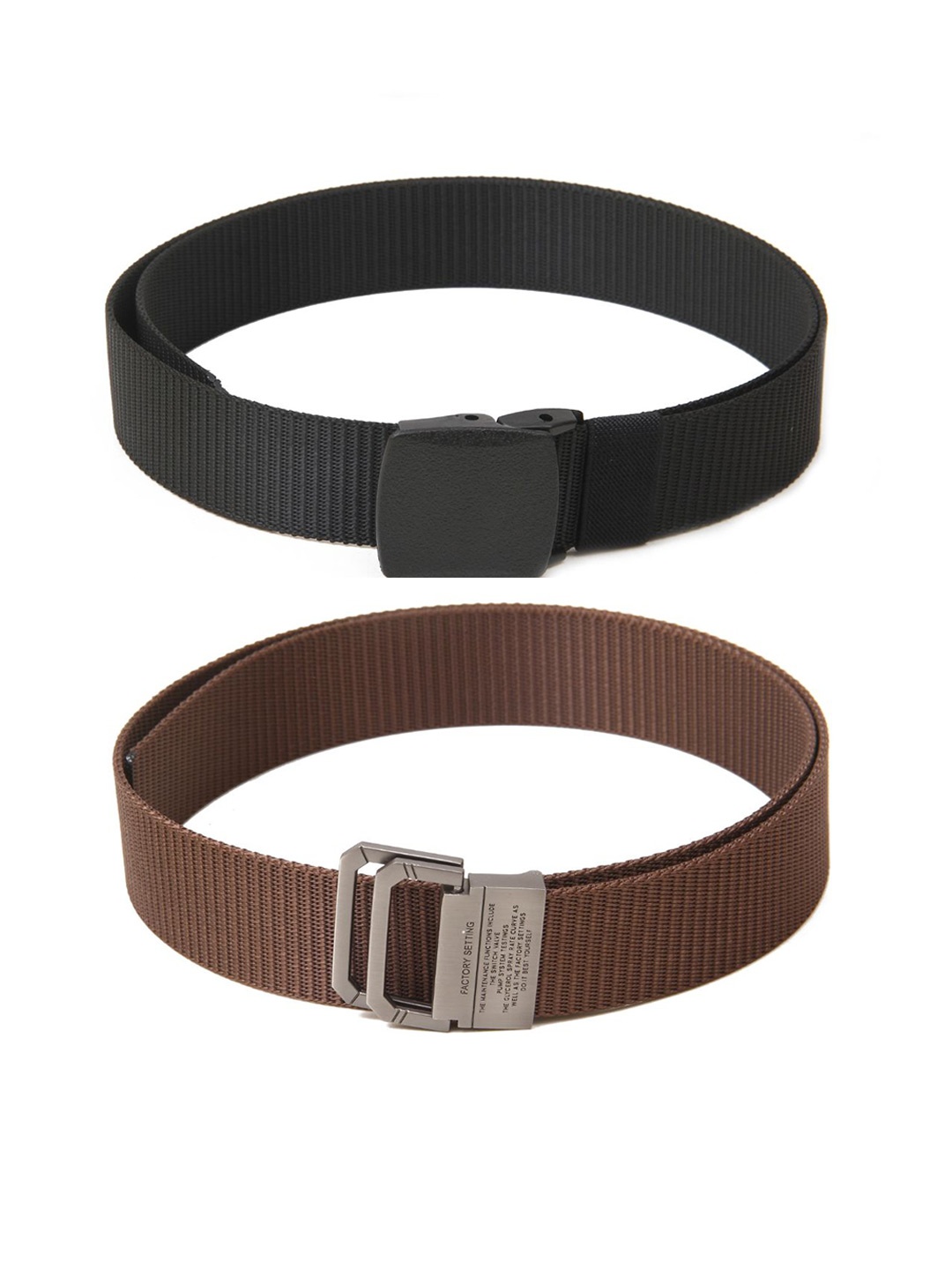 

Calvadoss Women Set Of 2 Textured Belts, Black
