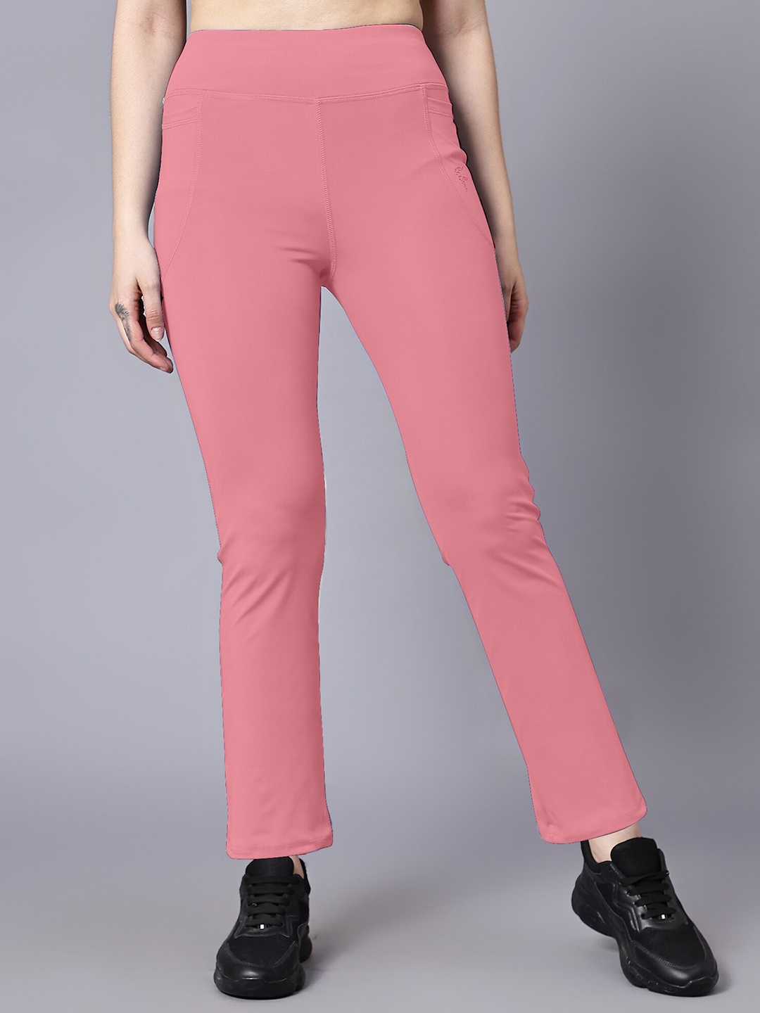 

DIAZ Women Solid High-Rise Slim Fit Tights, Pink